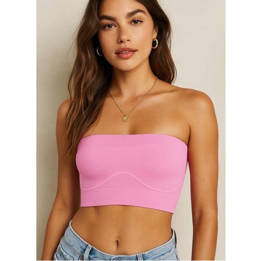 Free People Intimately Adrienne Bandeau Top in Sachet Pink